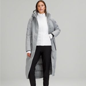 Lululemon Winter Warrior Waterproof Long Parka 600 Fill Down Rhino Grey Sz 4